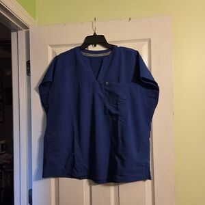 Blue V-Neck Scrub Top